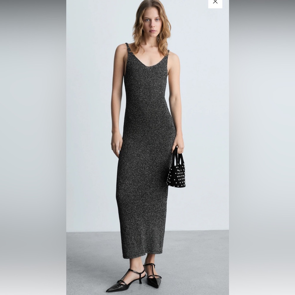Mango limited edition celeb style Lurex knitted celeb style midi dress